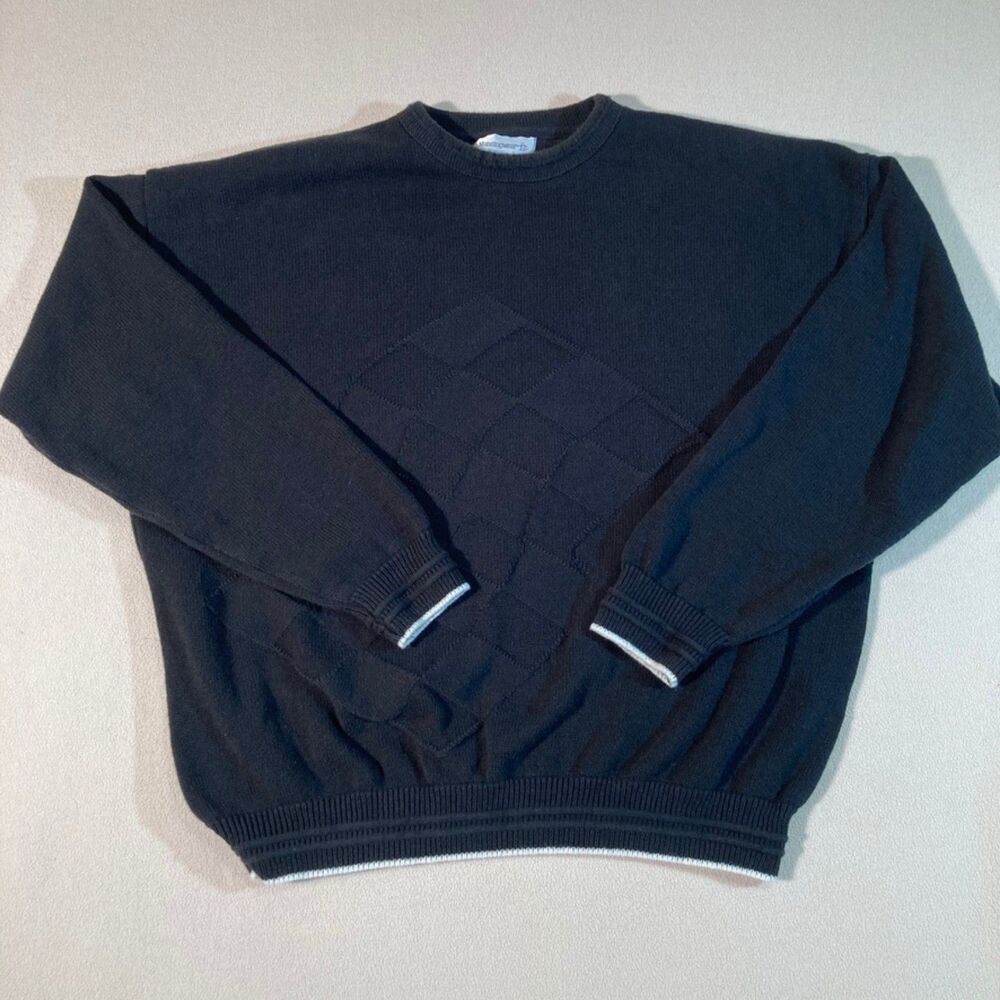 Munsingwear Sweater XL Black Vintage Oversized Grandpacore Eclectic Made‎ in USA